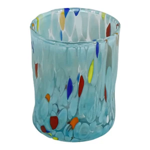 Murano Glass Shot Light Blue Multi Millefiori Venice Italy Handmade - Picture 1 of 6