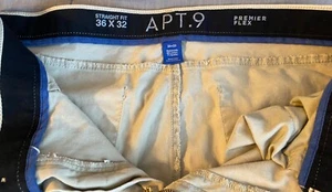 Apt 9 Premier Flex Erwachsene Stretch Herren Hose hellbraun/khaki 36x32 - Bild 1 von 6