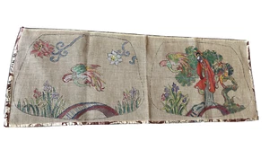 Vintage Hand Painted Asian Art Needlepoint Canvas By E. Sinkler Than PA 30"x11.5 - Picture 1 of 13