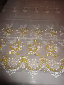 Tenda Vintage Tessuto Trasparente Oro e Bianco Stampa Pannello Floreale 90"L x 65"W - Foto 1 di 4