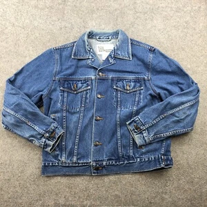 Vintage Masterpiece Apparel Jacket Mens Medium Blue Denim Trucker Jean - Picture 1 of 9