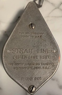 Vintage Strait-Line Irwin Auger Bit Company Chalk Line Reel Plumb Bob Metal - Image 1 of 4