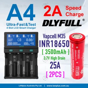 A4 Digital Smart 4 slot Battery Tester Charger 2.0A Fast 2x M35 3500mah battery - Picture 1 of 5