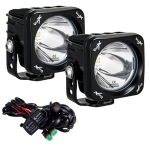 PAIR OF 3.0" SQUARE SINGLE SOURCE 10 WATT LIGHT CANNON CG2 INCLUDING HARNESS USI - Picture 1 of 10