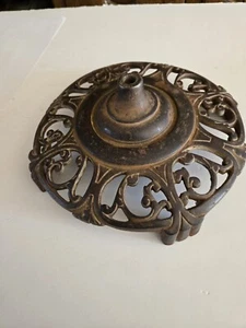 Vintage Cast Iron Footed Decorative Floor Lamp Base, Threaded, 10" Diameter READ - Picture 1 of 7