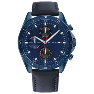 Tommy Hilfiger 1791839 Reloj Hombre Esfera Azul Cuero Negro 44mm - Imagen 1 de 4
