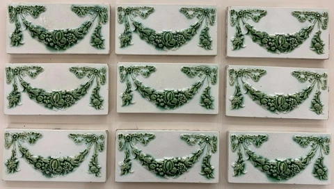 Vintage art nouveau majolica border antique tiles 1900s England Floral 9 pcs Cover