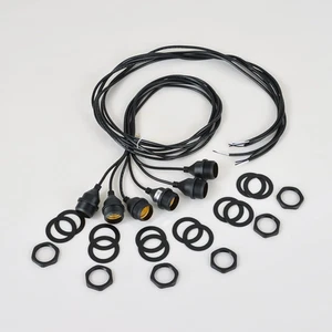 Waterproof Outdoor Light Socket - E26/E27 Bulb with Cord (6 Black - Picture 1 of 8