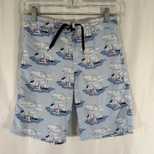 Janie and Jack Swim Trunks Boys 10 Blue Sailboats Drawstring Mesh Lined Pull On - Picture 1 of 11