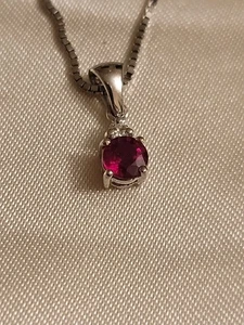 18K WEISSGOLD HALSKETTE RUBIN DIAMANT ANHÄNGER ITALIEN 15" - Bild 1 von 11