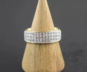 UK R 1/2 UNISEX 3 row cubic clear zirconia retro ring - Picture 1 of 5