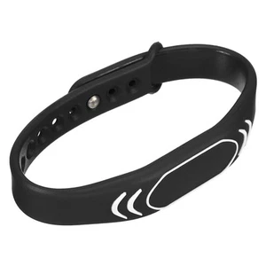 RFID Wristband Silicone Proximity Bracelet 13.56MHz Read Only Adjustable Black - Picture 1 of 6