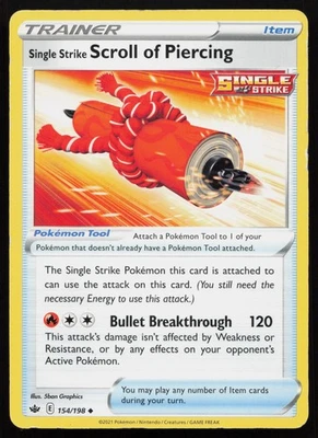 Pokemon Single Strike Scroll of Piercing 154/198 SWSH06: Chilling Reign Non-Holo - Image 1 of 2