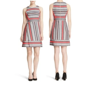 NEU Kate Spade Flights of Fancy koralle weiß Band Jacquard A-Linie Kleid 10 - Bild 1 von 11