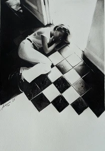 Original Charcoal & Ink Drawing – 'too hot to think'25' – Modern Figurative Art - Picture 1 of 3