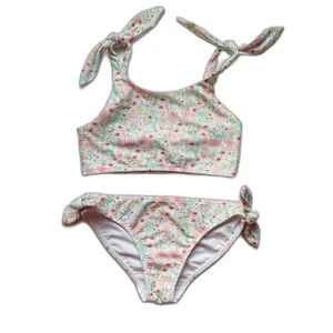Minnow Emerald Floral Print Tie Knot Bikini Size 5/6T - Picture 1 of 8