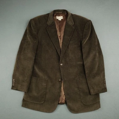 Pronto Uomo Corduroy Blazer Men's XXL Brown Two Button Patch Pocket Single Vent - Image 1 of 4