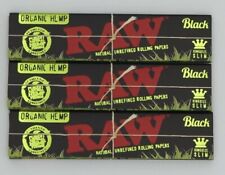 3X RAW BLACK ORGANIC ROLLING PAPERS KING SIZE SLIM