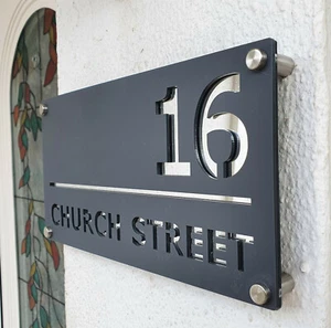 Personalised Acrylic Mirror House Name Number Sign - High Quality Weatherproof - Picture 1 of 1