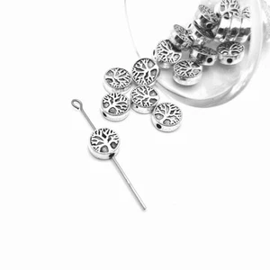 4, 20 or 50 BULK pcs Silver Tree of Life Spacer Bead Charms- US Seller - AS1256 - Picture 1 of 4