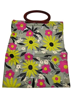 Vintage Floral Lady's Pride Foldable Reuseable Tote Bag with Lucite Handles - Image 1 of 4