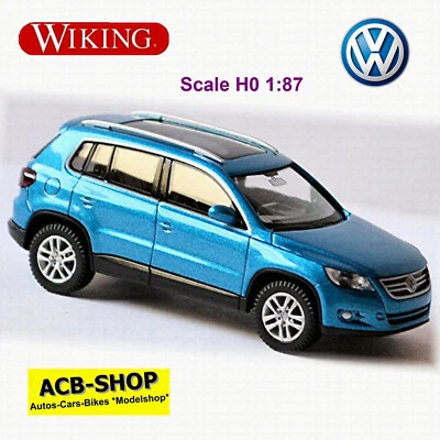 VW Tiguan I Con Tetto Vetro Tipo 5N 2007-11 Catalinablue Metallico 1:87 Wiking - Immagine 1 di 2
