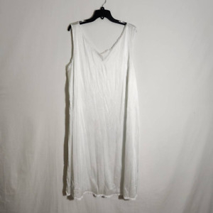 Comfort Choice Womens Nightgown Nightie White Lacey V-Neck Sleeveless Plus 2X