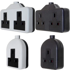 Trailing Extension UK Socket Rubberized Heavy Duty Single Double Black White - Picture 1 of 60