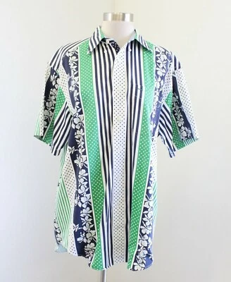 Vtg Tommy Hilfiger Mens Funky Polka Dot Floral Striped Button Down Shirt Sz S - Image 1 of 4