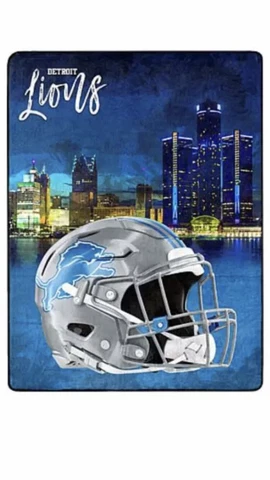 NFL WATERCOLOR CITYSCAPE ULTRA SOFT THROW Blanket DETROIT LIONS LARGE 60" X 80" Cover
