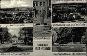 BAD HERSFELD Hessen ~1950/60 Mehrbildkarte mit 5 Ansichten / Fotos, ungelaufen - Picture 1 of 2