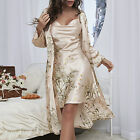 Set With Light And Medium Length Pajamas Lace-up Robe And Nightdress Two-piece