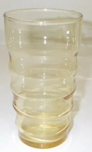 Federal Glas Becher geringelt Bernstein/Gold/Gelb 8 oz 4 3/4" hoch gemarkt - Bild 1 von 4