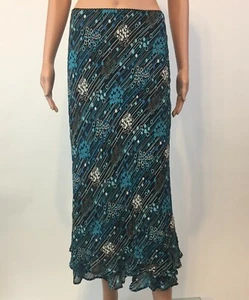 Style & Co Size 6 Blue & Black Calf Length Flared Layered Skirt Fully Lined - Picture 1 of 8