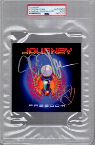 JOURNEY HAND SIGNED FREEDOM CD CARD       SCHON+CAIN+PINEDA         PSA SLABBED Cover