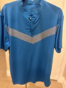 Nike Polo Shirt Mens Sz M Tiger Woods Blue Sunday Henley Blade Golf Performance - Picture 1 of 7