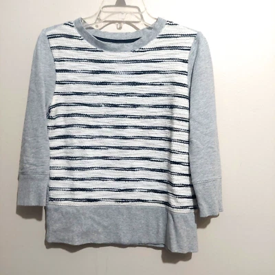 Lou Grey 女式 Sm 套衫运动衫 3/4 袖灰色黑色白色轻便 — 第 1/4 张图片