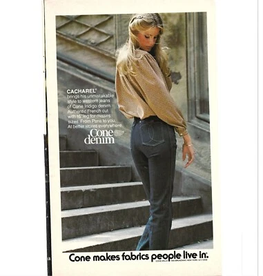 Cachrel Cone Denim Blue Jeans Women Fashion 1970s Vintage Print Ad 9 inch - Image 1 of 2