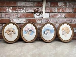 Vintage Duncan Keramik schöne Dame Wandrelief Erma Gillian’s Duncan 4er Set - Bild 1 von 24