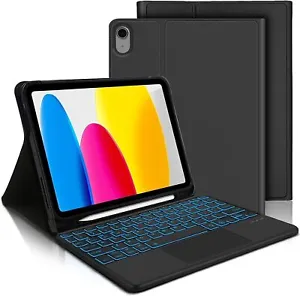 For Apple iPad 10th Generation 10.9" 2022 Backlit Touchpad Keyboard Smart Case - Picture 1 of 23