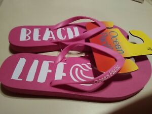 OP Ocean Pacific Women's Thong Flip-Flops Beach Life Sandals, Various SZS Pink