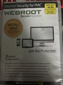 Webroot Secure Anywhere Antivirus Internet Security 3 Devices for Mac and iOS. - Picture 1 of 2