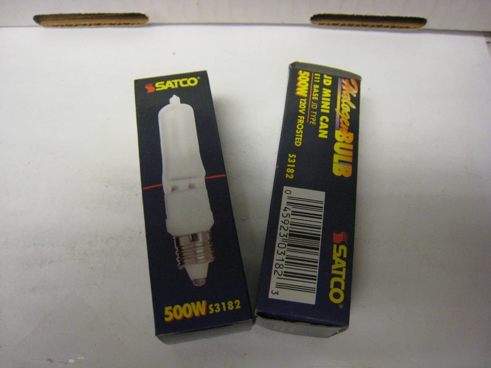 2 yes 2 Satco S3182 120V 500-Watt T4 E11 Base Light Bulbs Frosted FREE SHIPPING - Image 1 of 4