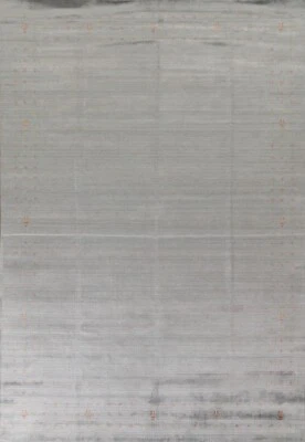 Gray Wool Gabbeh Little Character Design Bordered Handmade Room Size Rug 9'x12' - Image 1 of 4