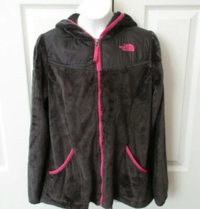 The North Face Girls XL/18 OSO Fleece Full Zip Hood Jacket A34TK Gray Pink Trim  - Picture 1 of 12