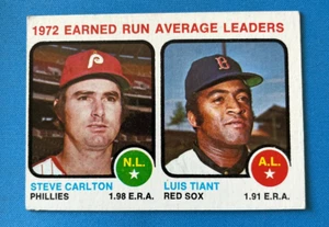 1973 Topps Baseball #65 Steve Carlton/Luis Tiant - Líderes de efectividad 1972 EX+ J34 - Imagen 1 de 2