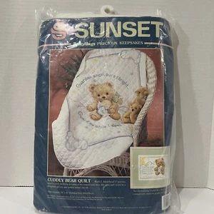 Cross Stitch Kit sunset babyHugs precious keepsake CUDDLY BEAR Crib Quilt #13065 - Picture 1 of 7