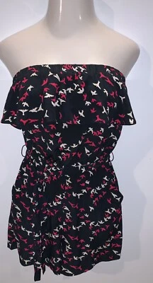 Mameluco para mujer Charlie Jade negro y multicolor pájaros sin tirantes tubo ~ XS Foto 1 de 4