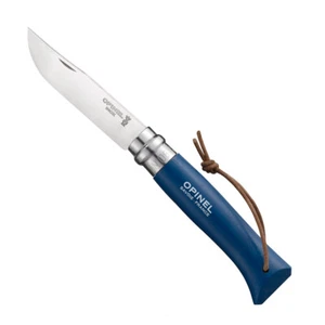 Couteau Baroudeur n°8 - lame 8.5 cm bleu avec lien en cuir inox - Imagen 1 de 1