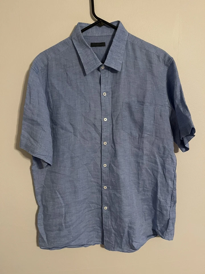 Camisa con botones Zachary Prell azul claro 100 % lino S/S - XLarge XL para hombre Foto 1 de 4